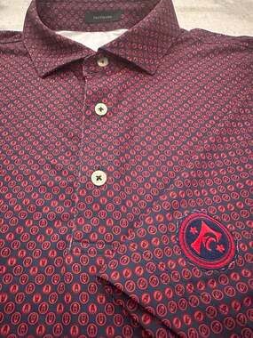 Turtleson Performance Jersey Polo Shirt with Foulard Print, Size XL